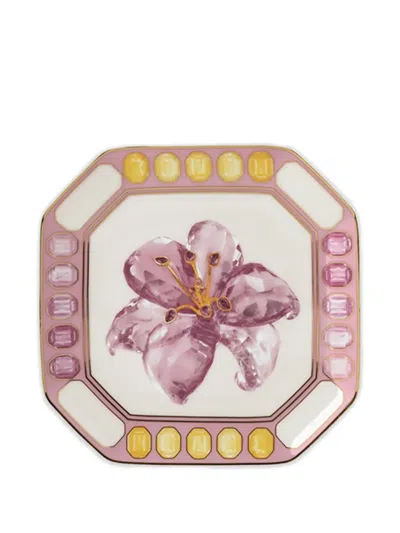 Swarovski Floral-print Plate In Multi