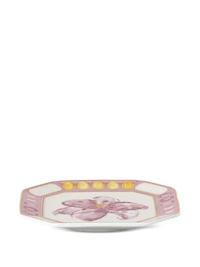 Swarovski Floral-print Plate In Multi