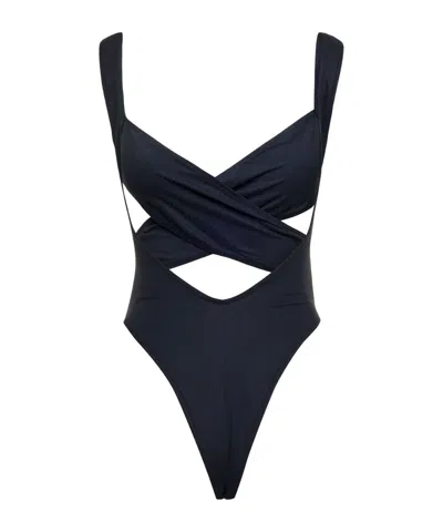 Reina Olga Exotica Cut-out Open Back Swimsuit In Black