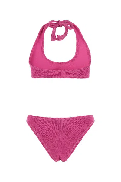 Reina Olga Fuchsia Stretch Nylon Pilou Set Bikini In Pink