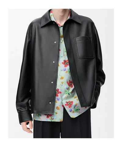Loewe Overshirt In Nappa Lambskin In Black