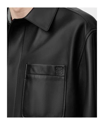 Loewe Overshirt In Nappa Lambskin In Black