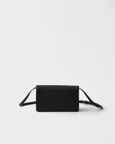 Prada Mini Saffiano Leather Shoulder Bag In Black