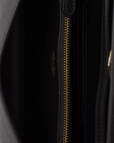 Prada Mini Saffiano Leather Shoulder Bag In Black