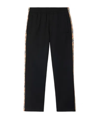 Burberry Black Jogging Trousers With Check Motif Detail