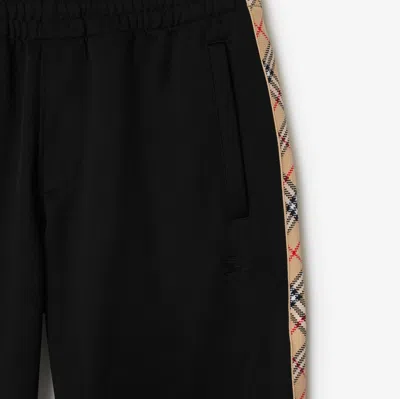 Burberry Black Jogging Trousers With Check Motif Detail
