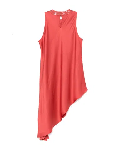 Antonelli Round-neck Asymmetric Blouse In Pink