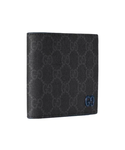 Gucci Blue Interior Gg Coin Wallet In Black