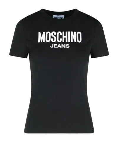 Moschino Crew Neck Slim Fit Short Sleeves Top In Black