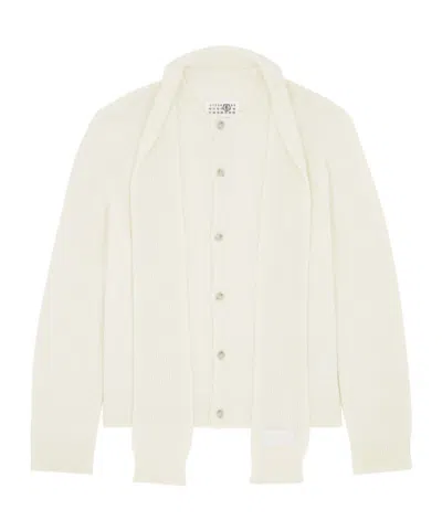 Mm6 Maison Margiela Mm6 By Maison Margiela Button-down Minimalist Wool Cardigan With Textured Knit Finish In Neutral
