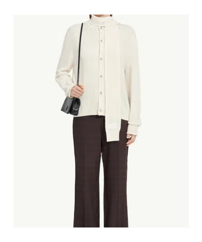 Mm6 Maison Margiela Mm6 By Maison Margiela Button-down Minimalist Wool Cardigan With Textured Knit Finish In Neutral