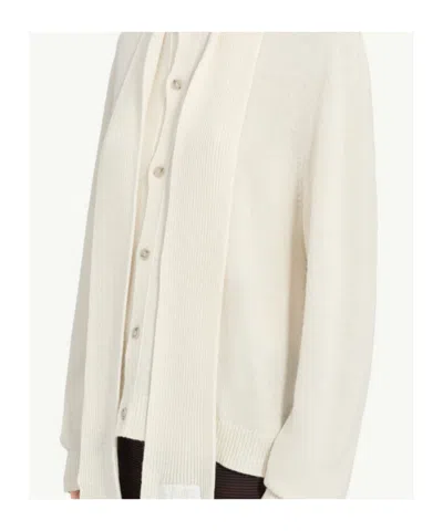 Mm6 Maison Margiela Mm6 By Maison Margiela Button-down Minimalist Wool Cardigan With Textured Knit Finish In Neutral