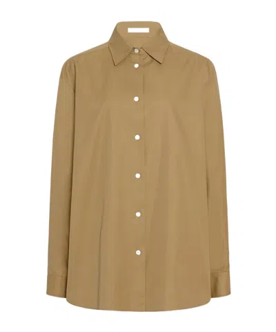 The Row Tansy Cotton And Cashmere Shirt In Brown