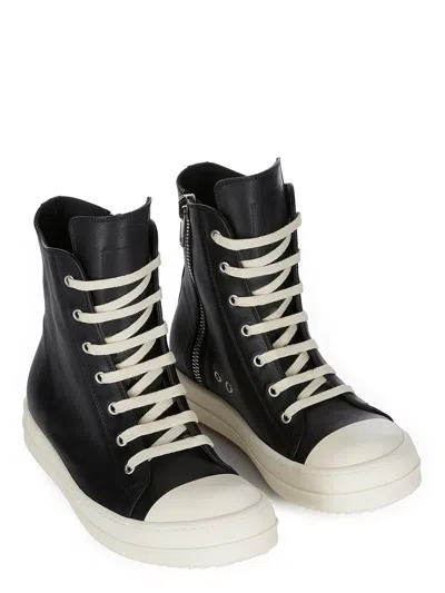 Rick Owens Men Leather High-top Sneakers