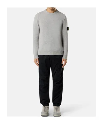 Stone Island Fancy Yarn Crewneck Jumper With Brushed Texture In Gray