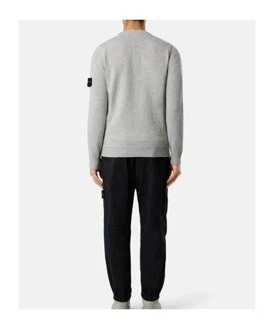 Stone Island Fancy Yarn Crewneck Jumper With Brushed Texture In Gray