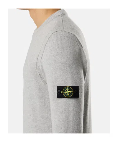 Stone Island Fancy Yarn Crewneck Jumper With Brushed Texture In Gray
