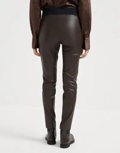 Brunello Cucinelli High-waisted Straight Hem Leggings In Brown