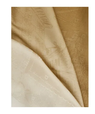 Ferragamo Silk Jacquard Scarf With Palazzo Motif