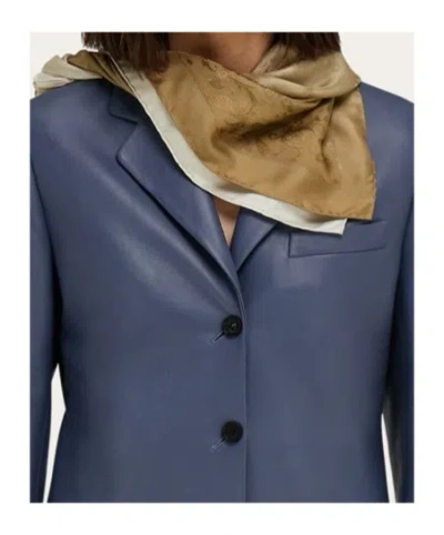 Ferragamo Silk Jacquard Scarf With Palazzo Motif