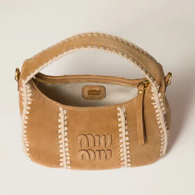 Miu Miu Wander Suede And Crochet Bag