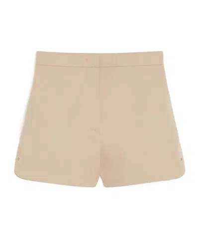 Max Mara Orbita High-rise Cotton-blend Shorts In Neutral