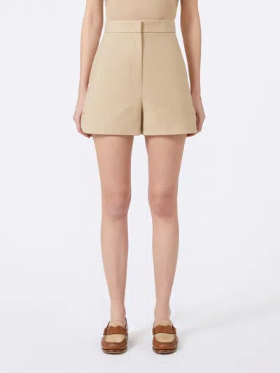 Max Mara Orbita High-rise Cotton-blend Shorts In Neutral