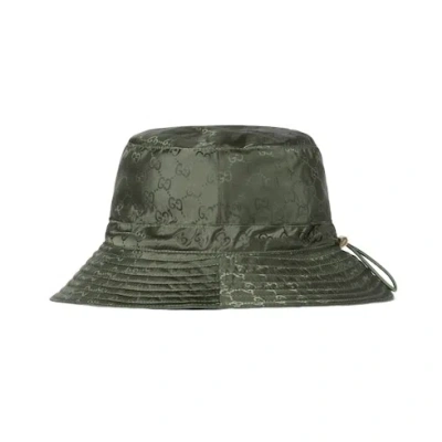 Gucci Reversible Dark Green Nylon Gg Hat Women