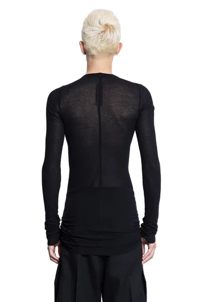 Rick Owens Forever Rib Ls T In Mini Rib Jersey In Black