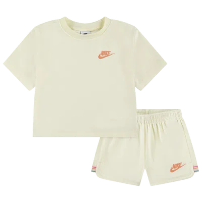Nike Girls Preschool   Let's Roll Towel Terry Shorts Set In Neutral