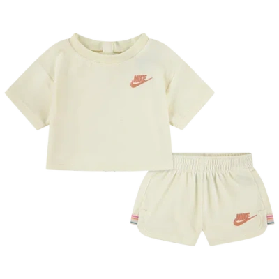 Nike Girls Preschool   Let's Roll Towel Terry Shorts Set In Neutral