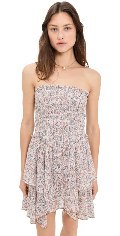 Isabel Marant Étoile Anka Shirred Tiered Convertible Cotton Voile Minidress In Multi