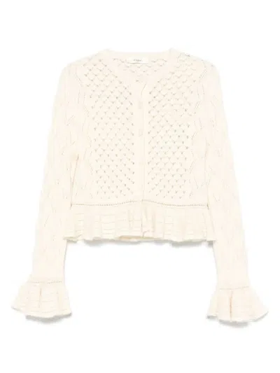 Chloé Latte-colored Crochet Cardigan In Blend In Neutral