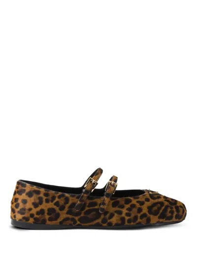 Prada Leopard Print Double Strap Ballet Flats In Animal Print