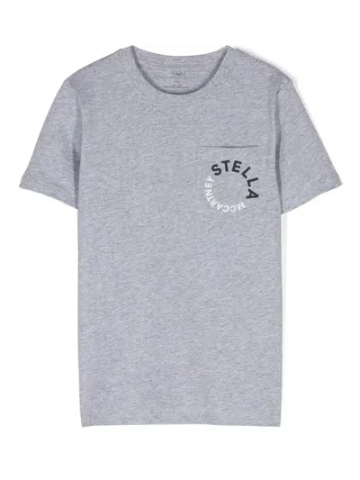 Stella Mccartney Logo-print Cotton T-shirt In Gray