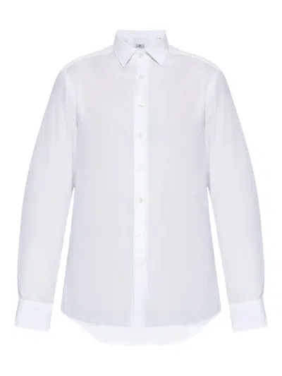 Etro Cotton Jacquard Shirt With Gecko Motif In White