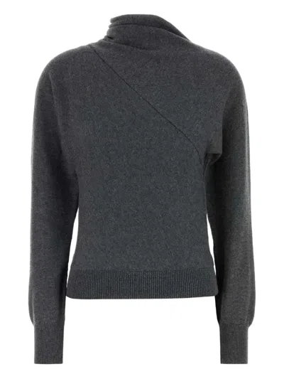 Tom Ford Wrap Collar Cashmere Blend Sweater In Black
