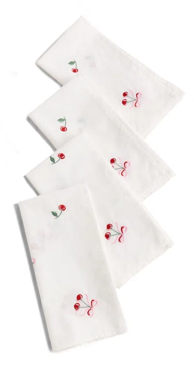 Loveshackfancy Cherry Embroidered Napkin Set Liberty Red
