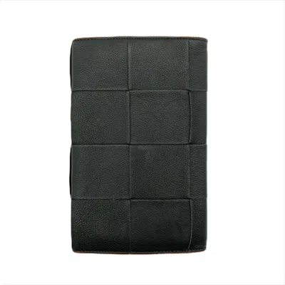 Pre-owned Bottega Veneta Black Orange Leather Bill Wallet (bi-fold) ()