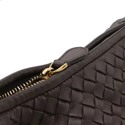 Pre-owned Bottega Veneta Intrecciato Dark Brown Leather Handbag Shoulder Bag ()