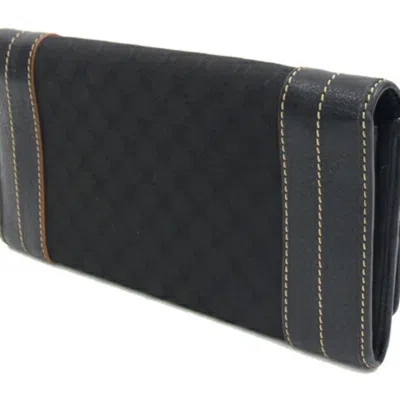 Pre-owned Celine Black Canvas Leather Long Wallet (bi-fold) ()