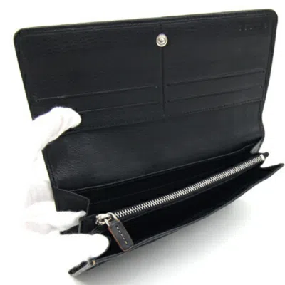 Pre-owned Celine Black Canvas Leather Long Wallet (bi-fold) ()