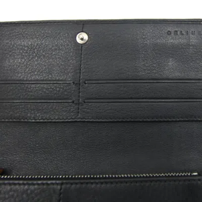 Pre-owned Celine Black Canvas Leather Long Wallet (bi-fold) ()