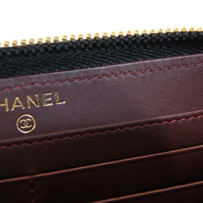 Pre-owned Chanel Black Grained Calfskin Long Wallet (bi-fold) ()