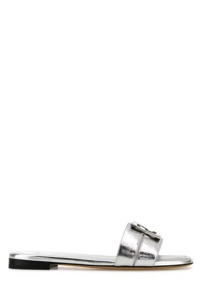 Fendi Ffold Metallic Leather Sandals