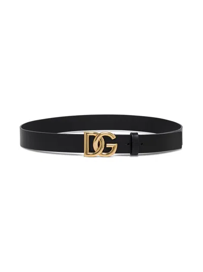 Dolce & Gabbana Logo-plaque Leather Belt In Brown