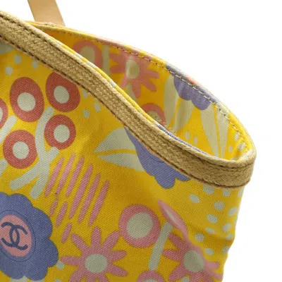 Pre-owned Chanel Multi-color Yellow Canvas Leather Shoulder Bag Tote Bag ()