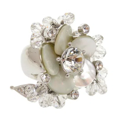 Pre-owned Dior Christian  Silver White Metal Band Ring ()