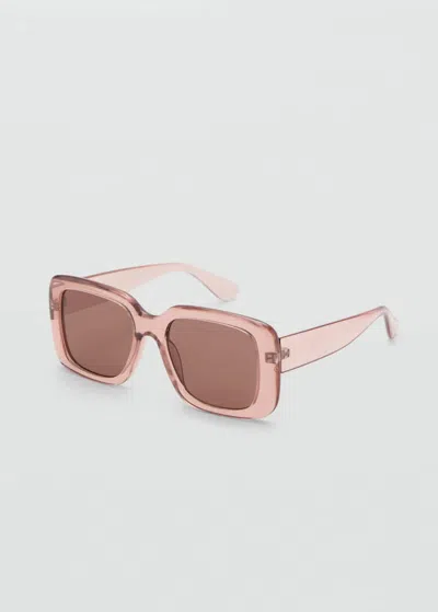 Mango Squared Frame Sunglasses Pastel Pink