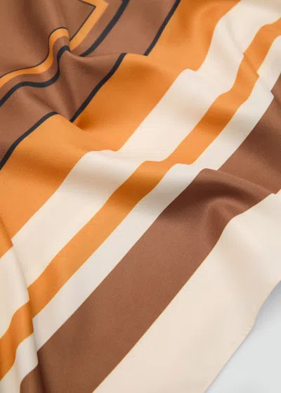 Mango Striped Satin Scarf Ecru